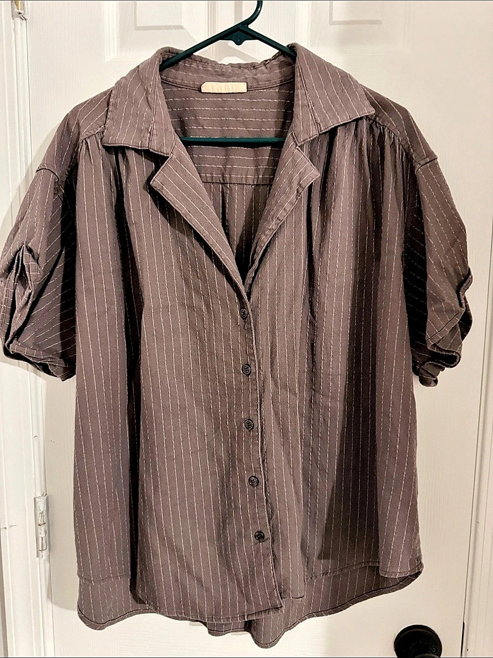 78 & Sunny Striped Button Front Top Brown XL Like New